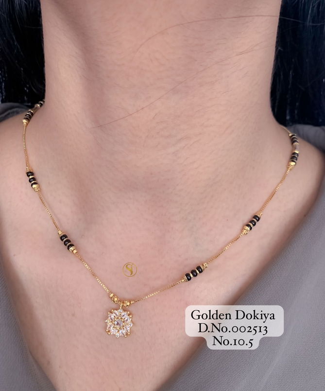 Dokiya 3 AD Diamond Golden Mangalsutra Wholesale Price In Surat
